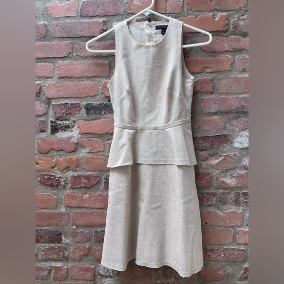 Banana Republic Cream Sleeveless Peplum Midi Dress - Picture 1 of 5